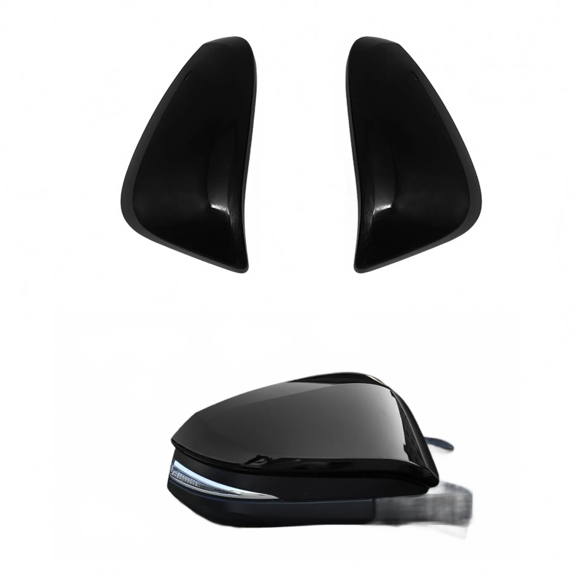 Rear View Mirror Cover Cap Gloss Black Housing Replacement for Fortuner Innova Hilux Revo 2015-2020