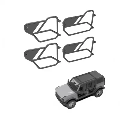 Off-Road Steel Tube Half-Doors with Side Mirrors for 2021-2024 Ford Bronco 4-Door