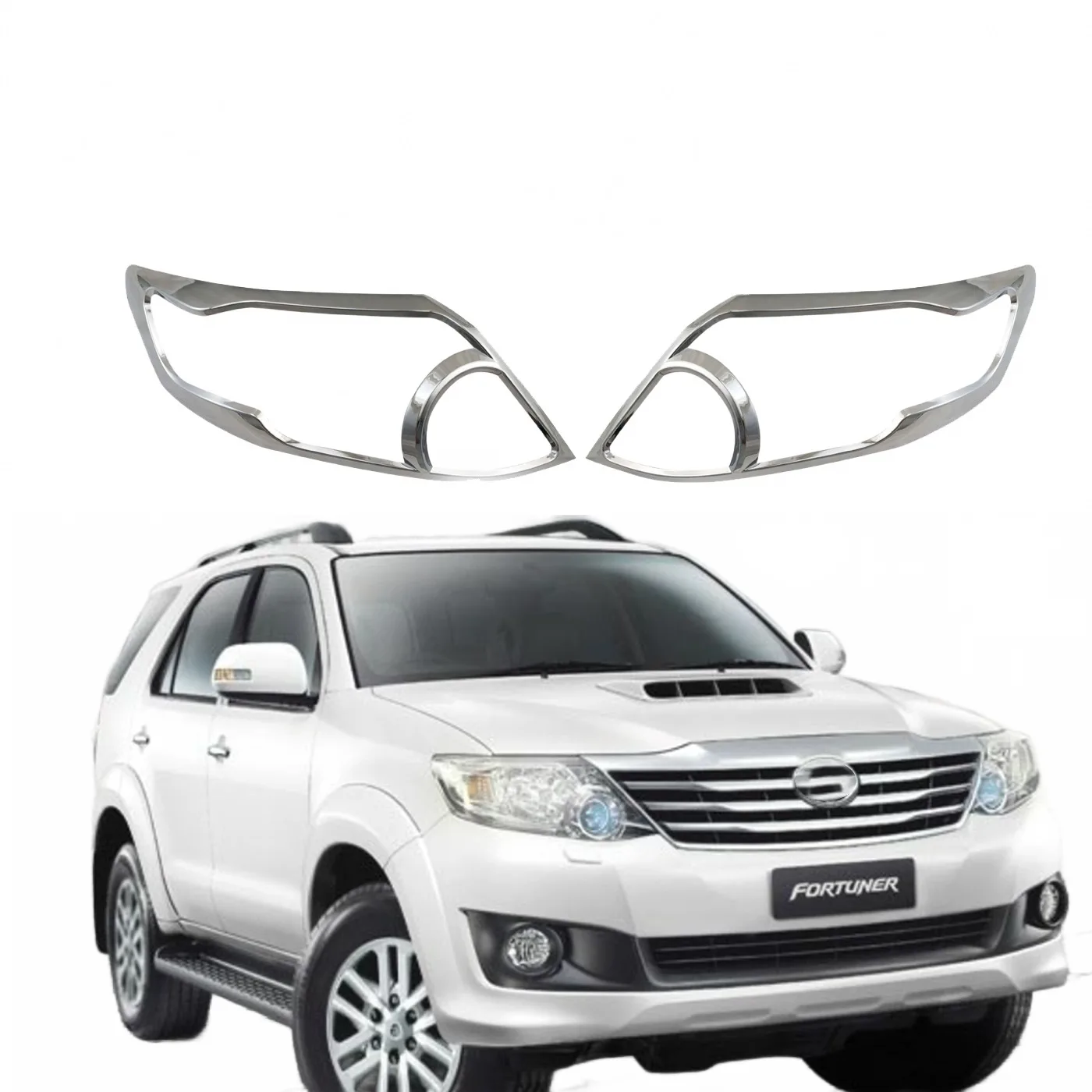 Front Headlight Cover Trim for Toyota Fortuner 2012, Chrome Plated Headlamp Frame Case