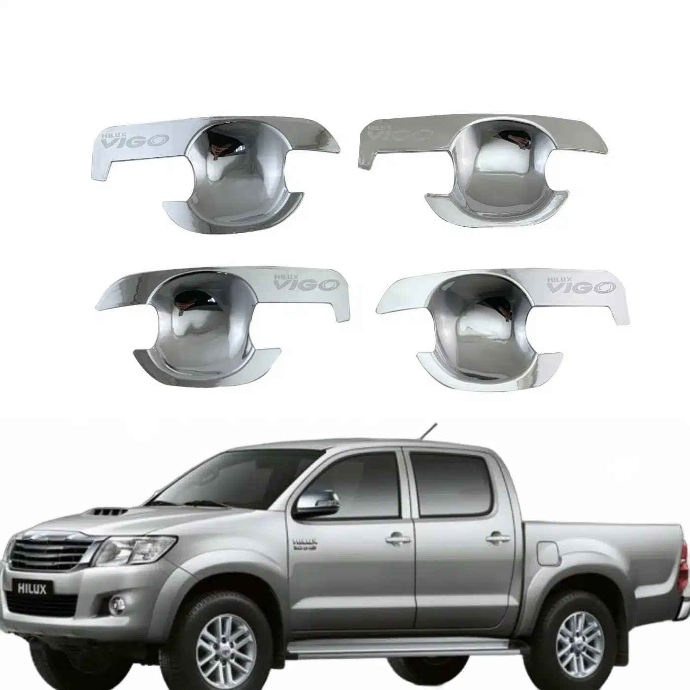 Car Exterior Door Handle Bowl Covers with Carbon Fiber Pattern for Toyota Hilux Vigo 2005-2015