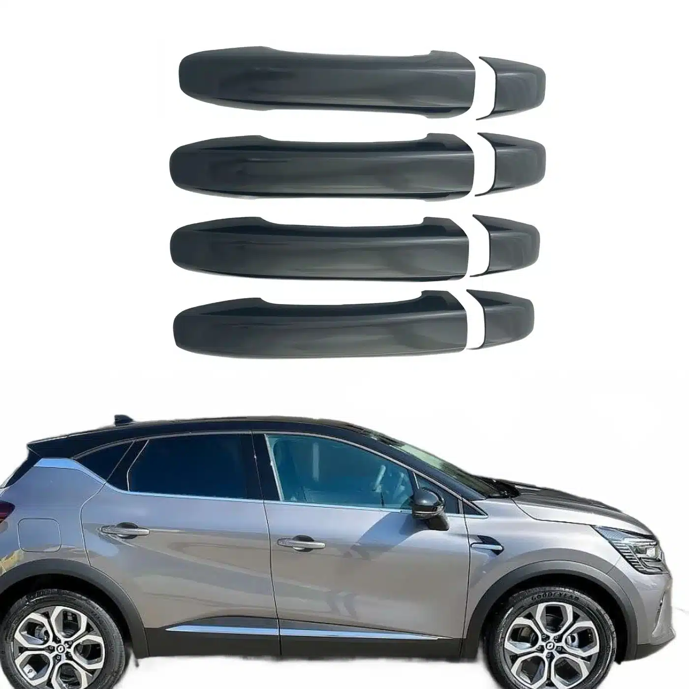 Gloss Black Exterior Door Handle Covers Trim for Renault Captur 2020-2023 Decor Protective Accents