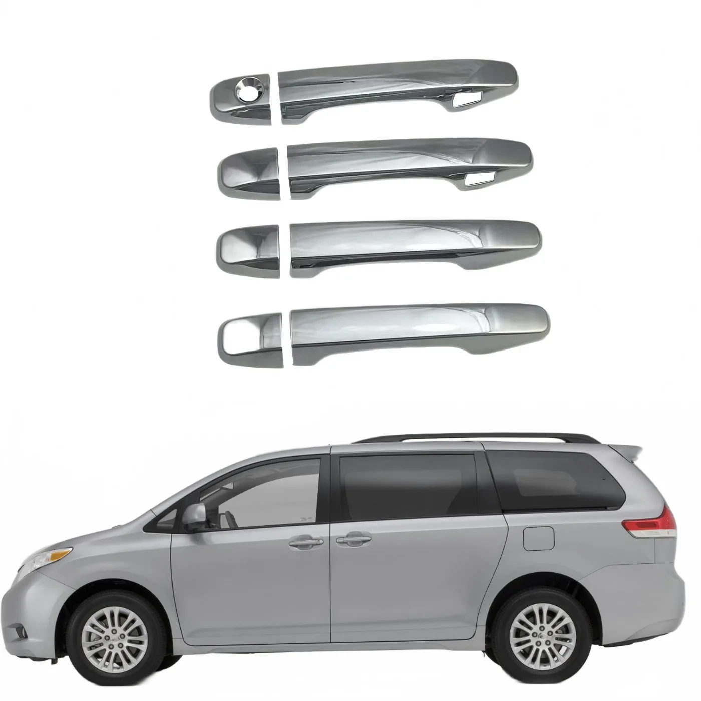 Chrome Exterior Door Handle Covers for 2010-2018 Toyota Sienna Protective Trim Overlays