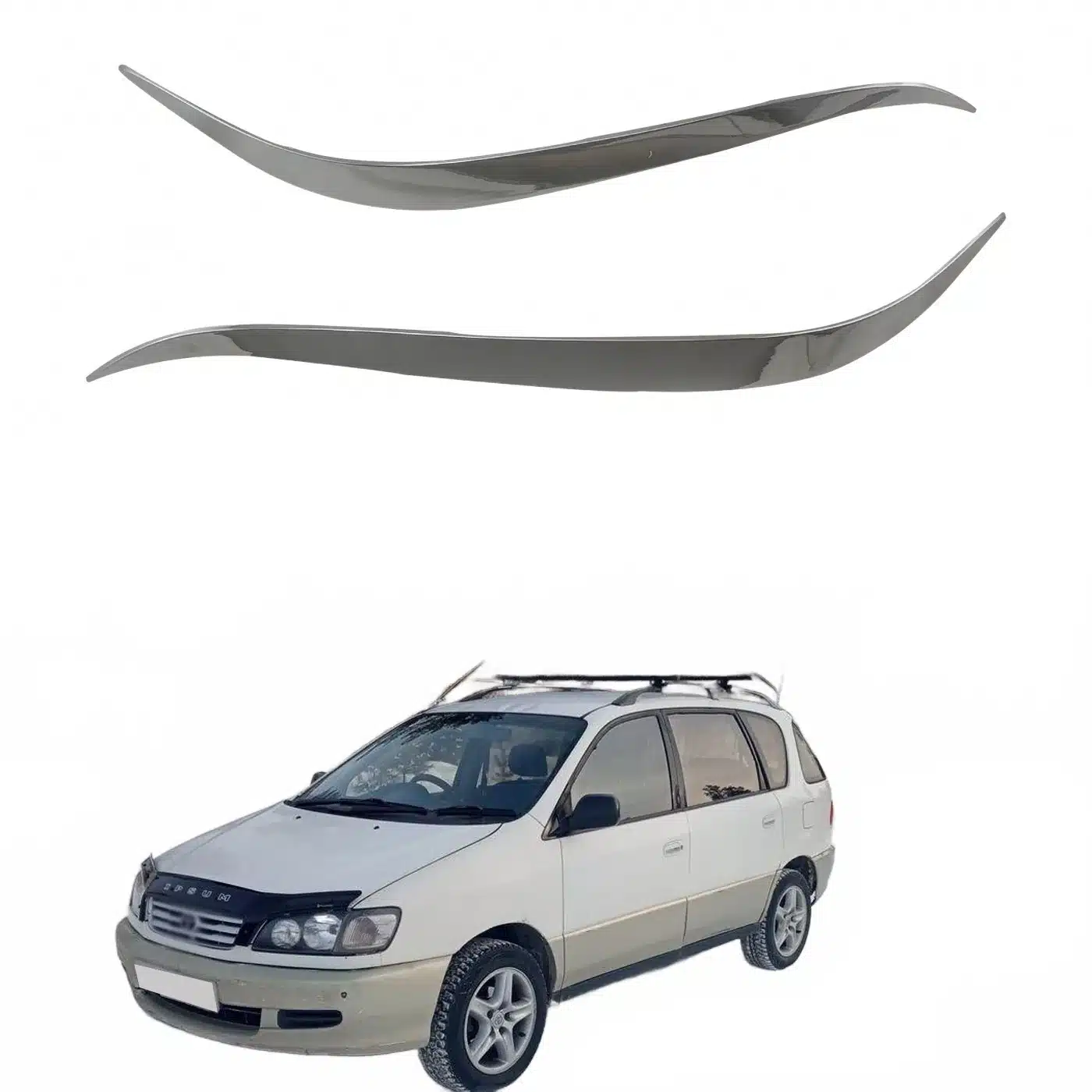 Front Headlight Eyelid Covers ABS Chrome Trim Bezels for Toyota Picnic 1996-2001