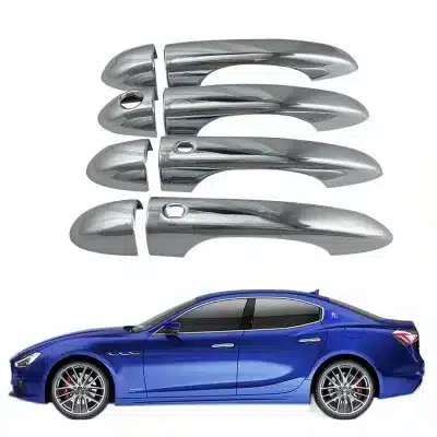 Chrome Exterior Door Handle Covers for Maserati Ghibli, Quattroporte, and Levante Chrome Exterior Door Handle Covers for Maserati Ghibli, Quattroporte, and Levante