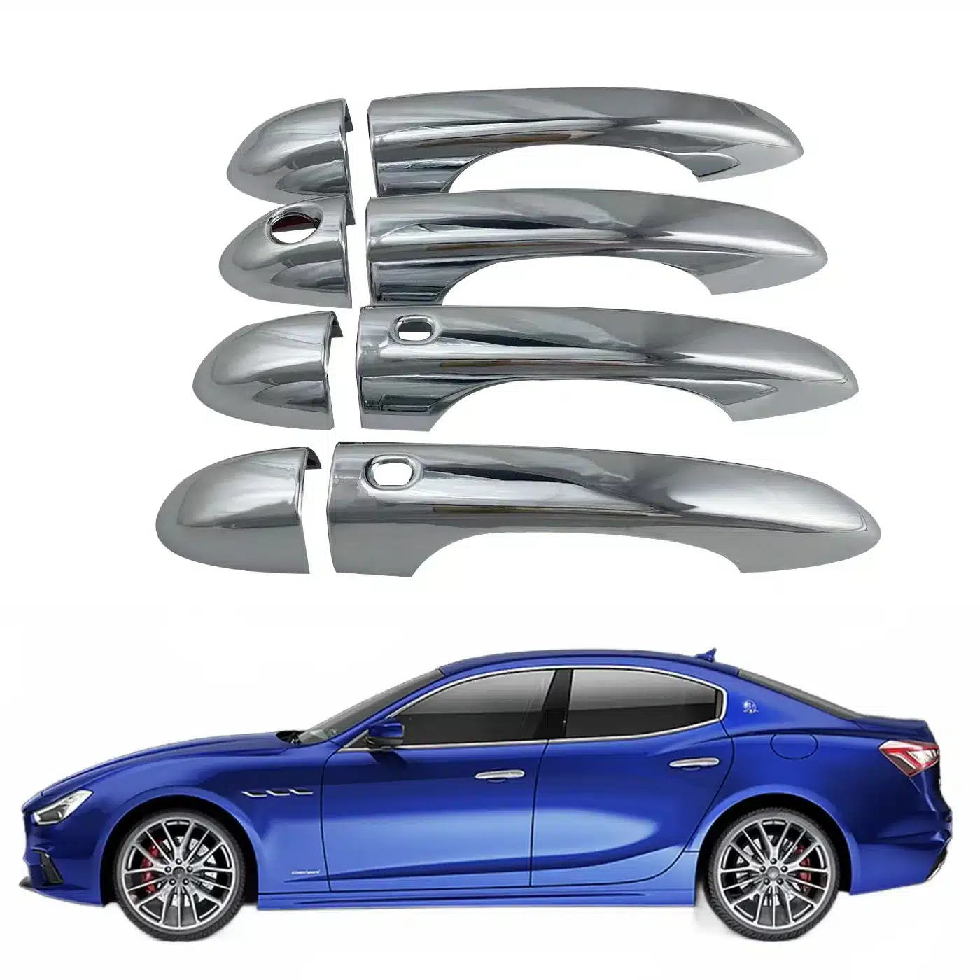 Chrome Exterior Door Handle Covers for Maserati Ghibli, Quattroporte, and Levante
