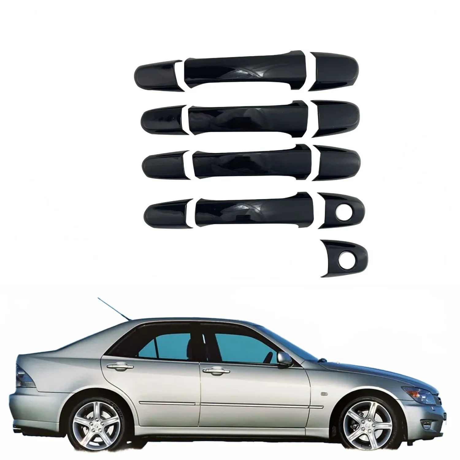 Gloss Black Exterior Door Handle Covers for Lexus IS200 1998-2005 and Toyota Estima Previa