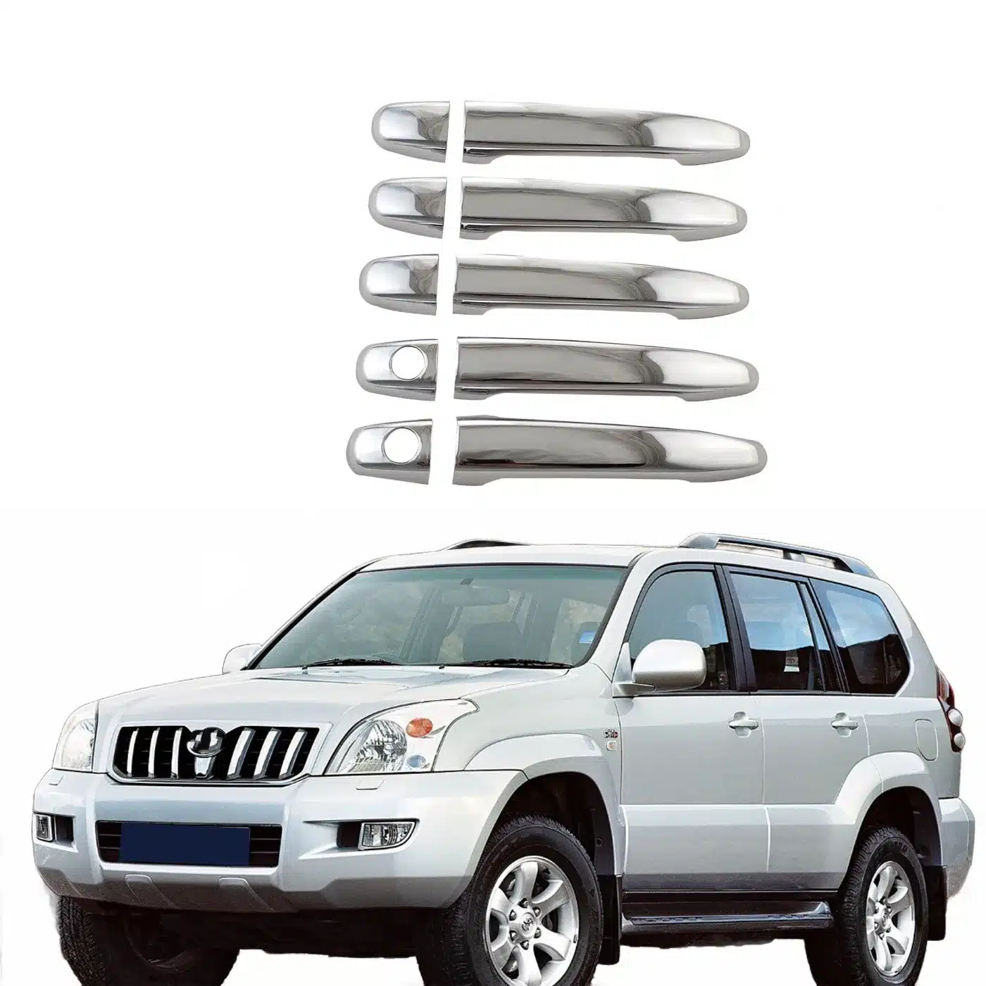 Chrome Exterior Door Handle Cover Trim for Toyota Land Cruiser Prado FJ120 2003-2009