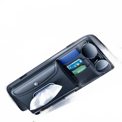 Car Sun Visor Tissue Box Holder with Integrated Glasses Clip and Card Storage Organizer, PU Leather Interior Accessory Car Sun Visor Tissue Box Holder with Integrated Glasses Clip and Card Storage Organizer, PU Leather Interior Accessory