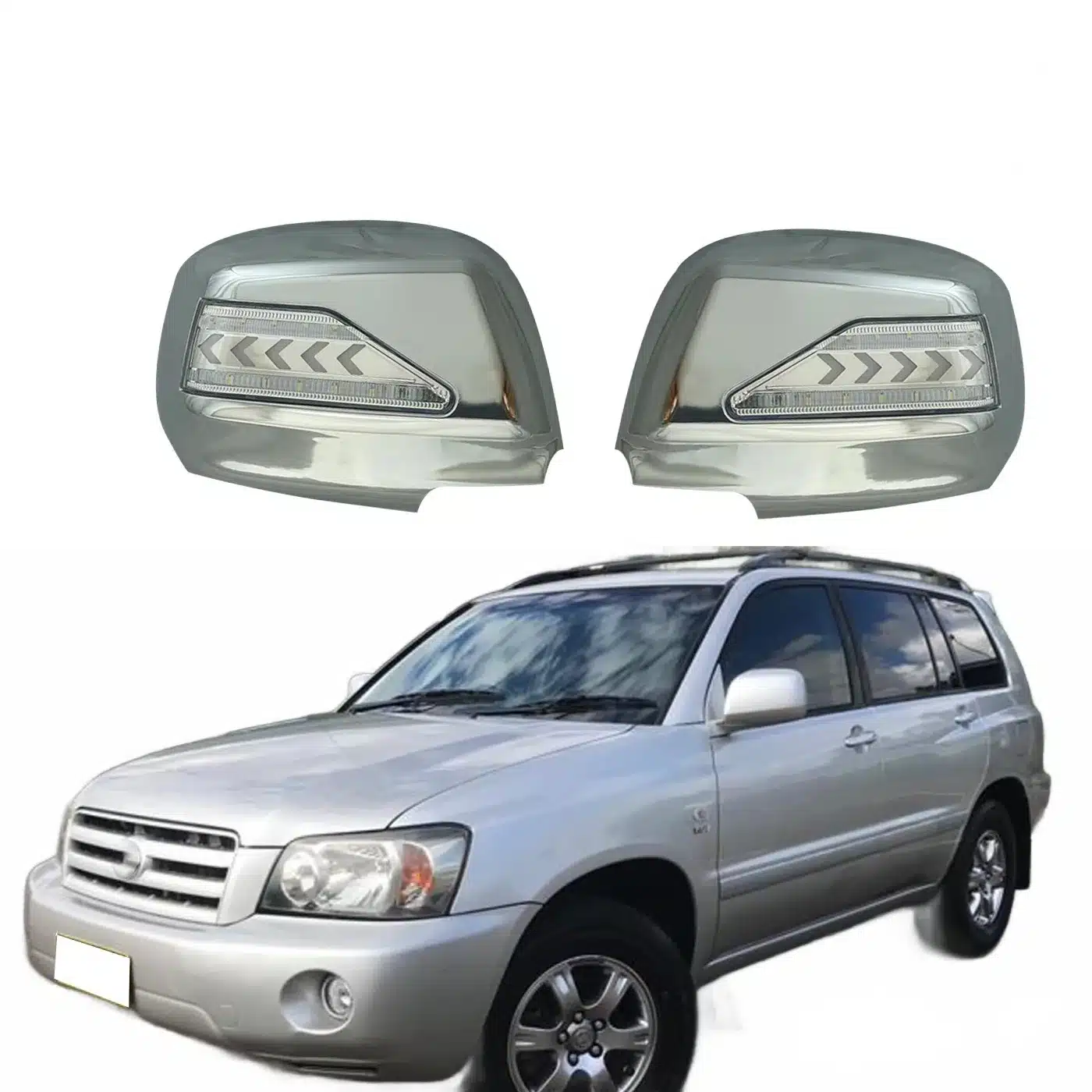 Side Mirror Cover with LED Turn Signal Light for Toyota Highlander Kluger Previa 1998-2006