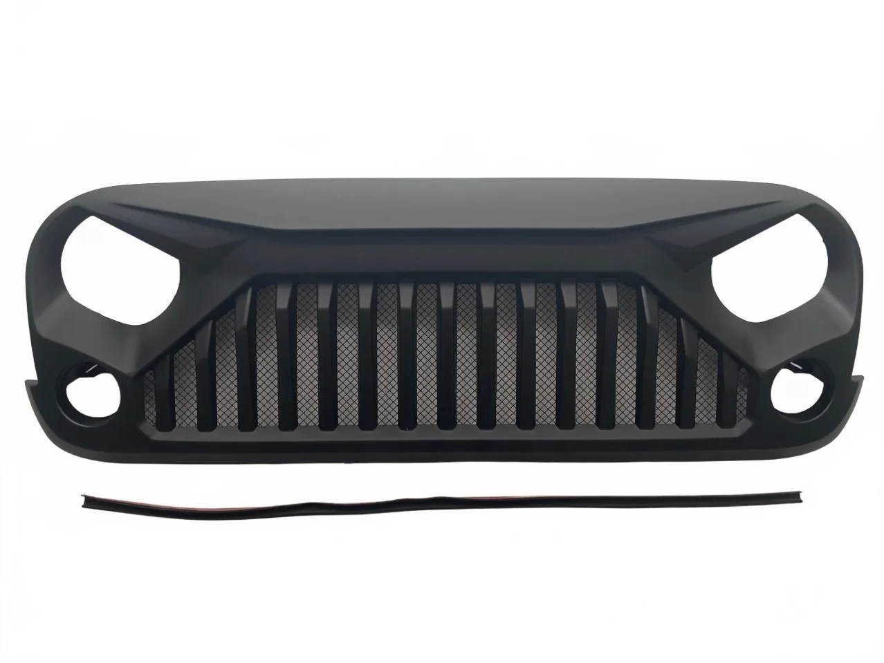 Matte Black Angry Eye Front Grille with Mesh Screen for 2007-2017 Jeep Wrangler JK JKU Unlimited