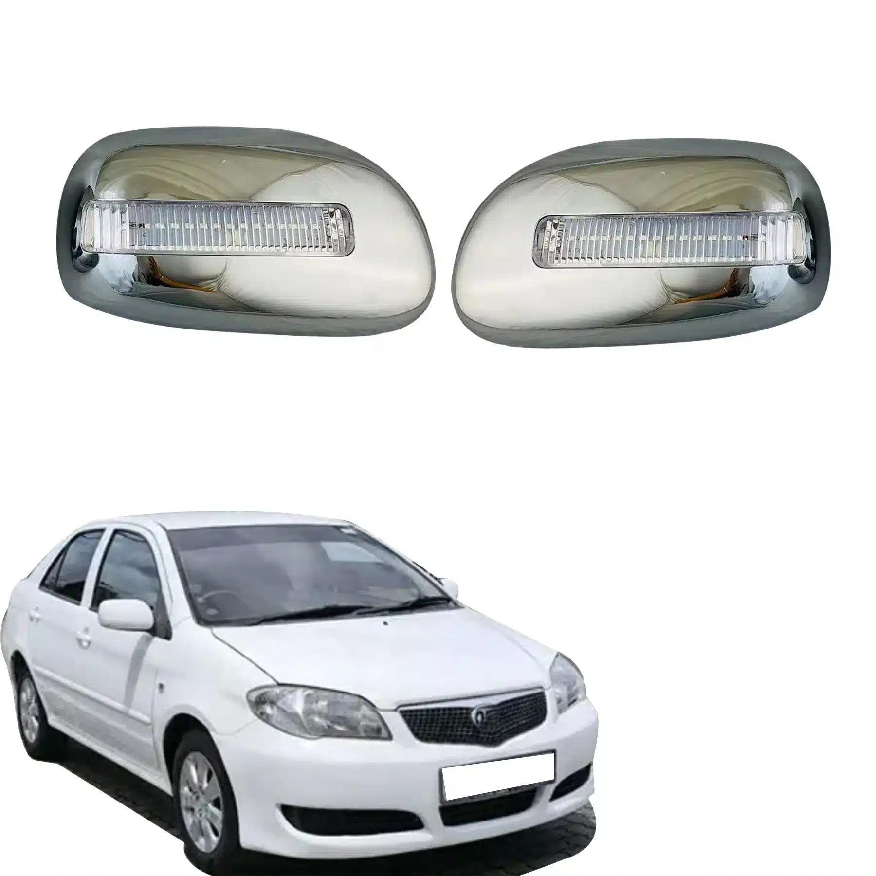 LED Wing Mirror Cover Caps with Signal Indicators for Toyota Vios 2003-2006