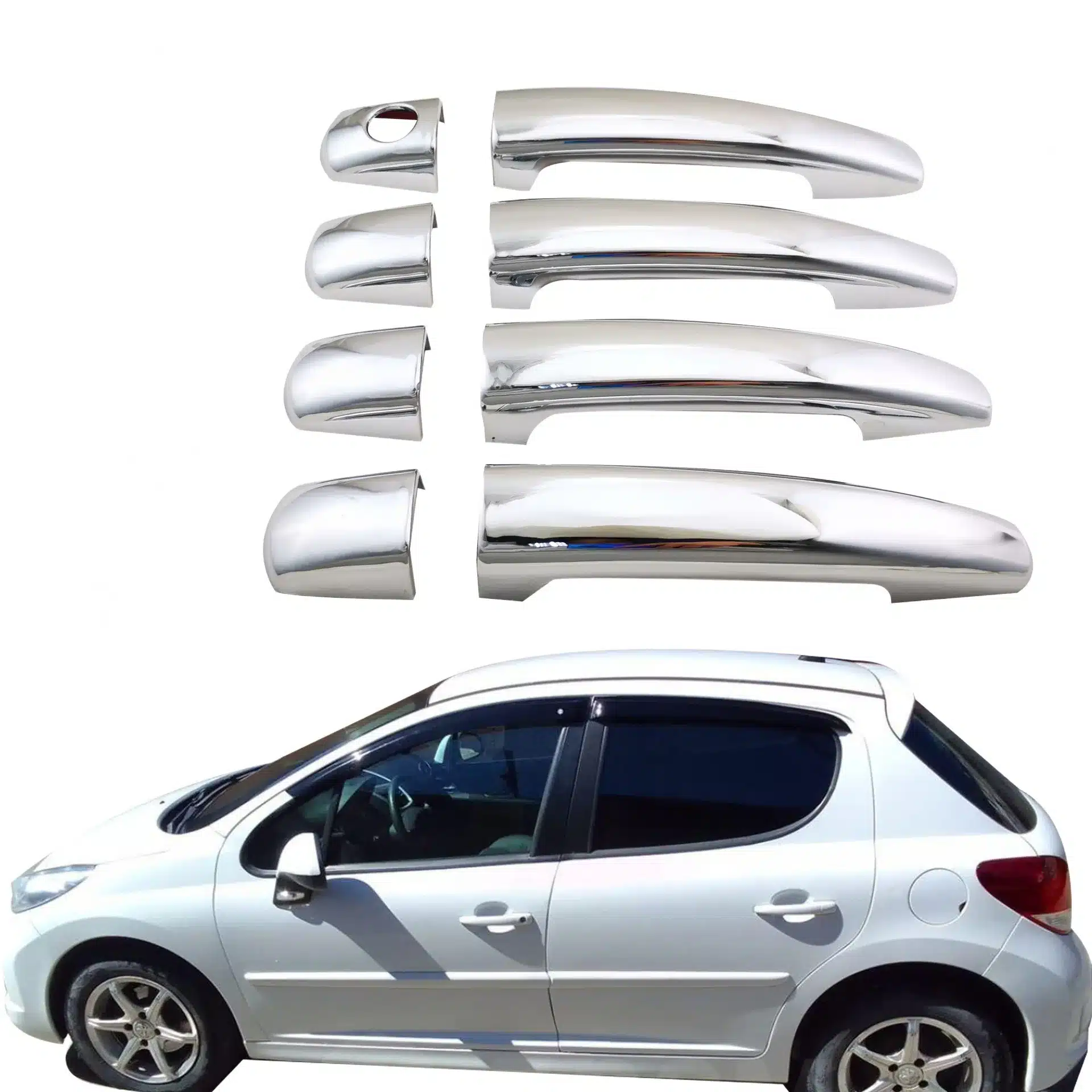 Chrome Exterior Door Handle Cover Trim for Peugeot 207 208 2006-2018 Models
