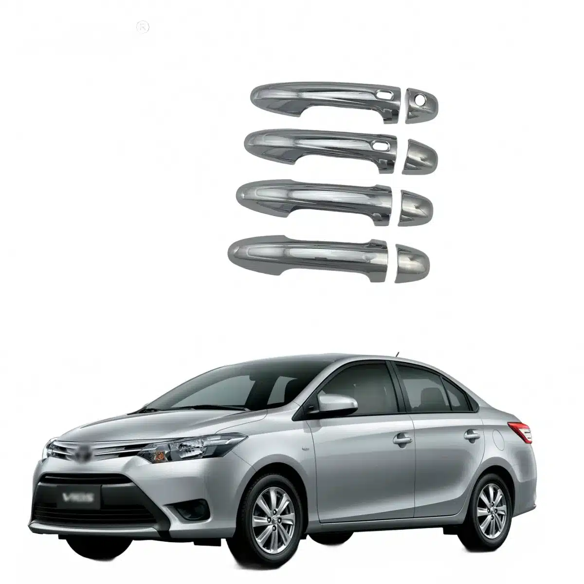 Chrome Exterior Door Handle Cover Trim for Toyota Vios and Yaris 2018-2024