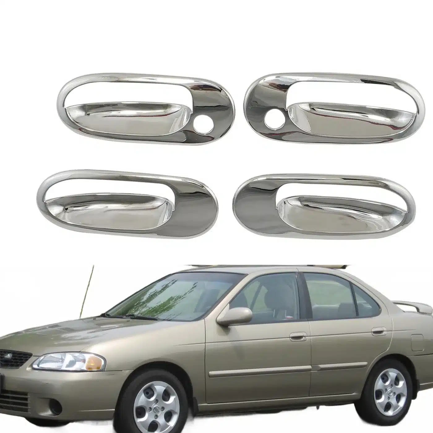 Chrome Exterior Door Handle Bowl Cover Trim for Nissan Sunny Sentra 180 2002