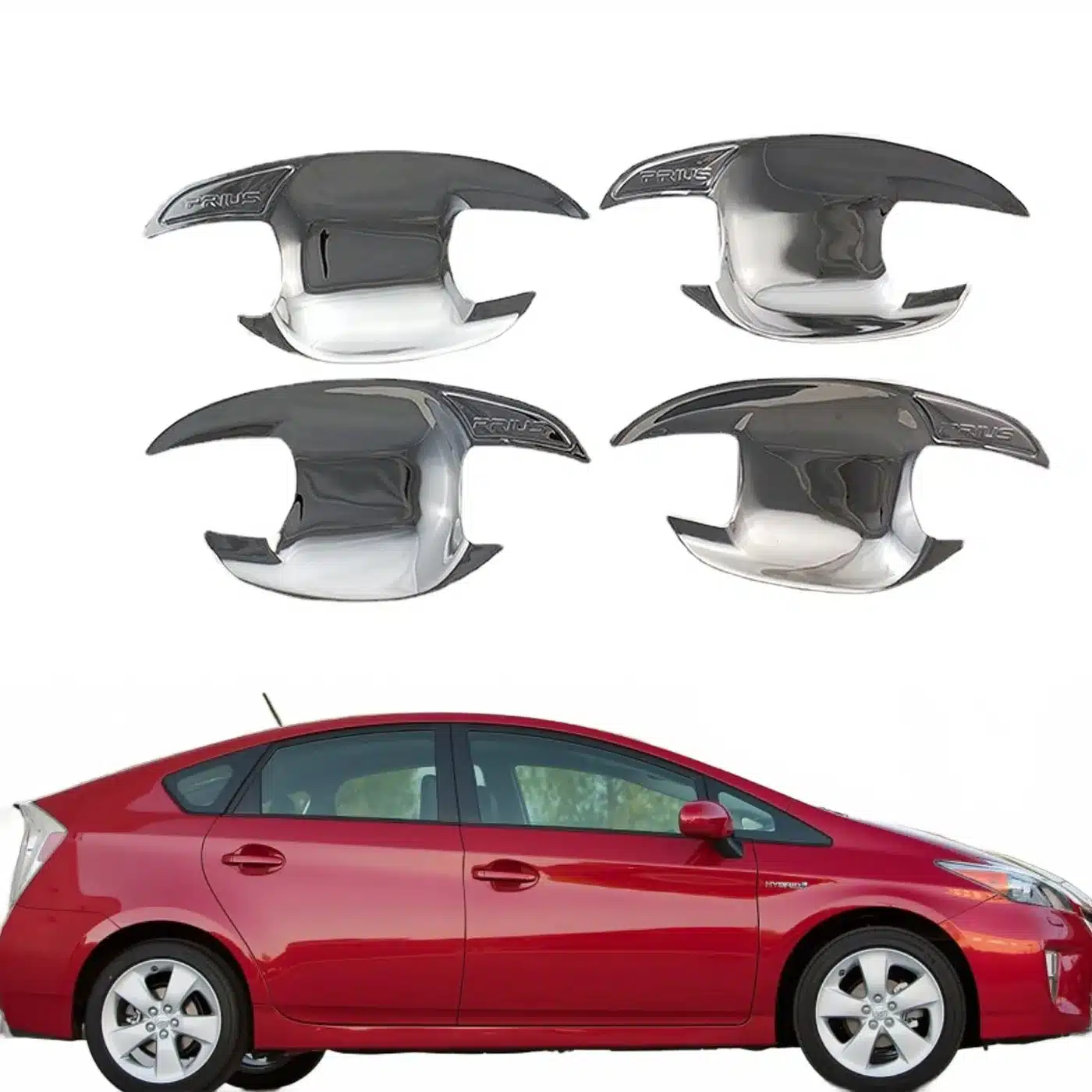 4Pcs Exterior Door Handle Bowl Covers Chrome Trim Protective Guards for Toyota Prius 30 2010-2015