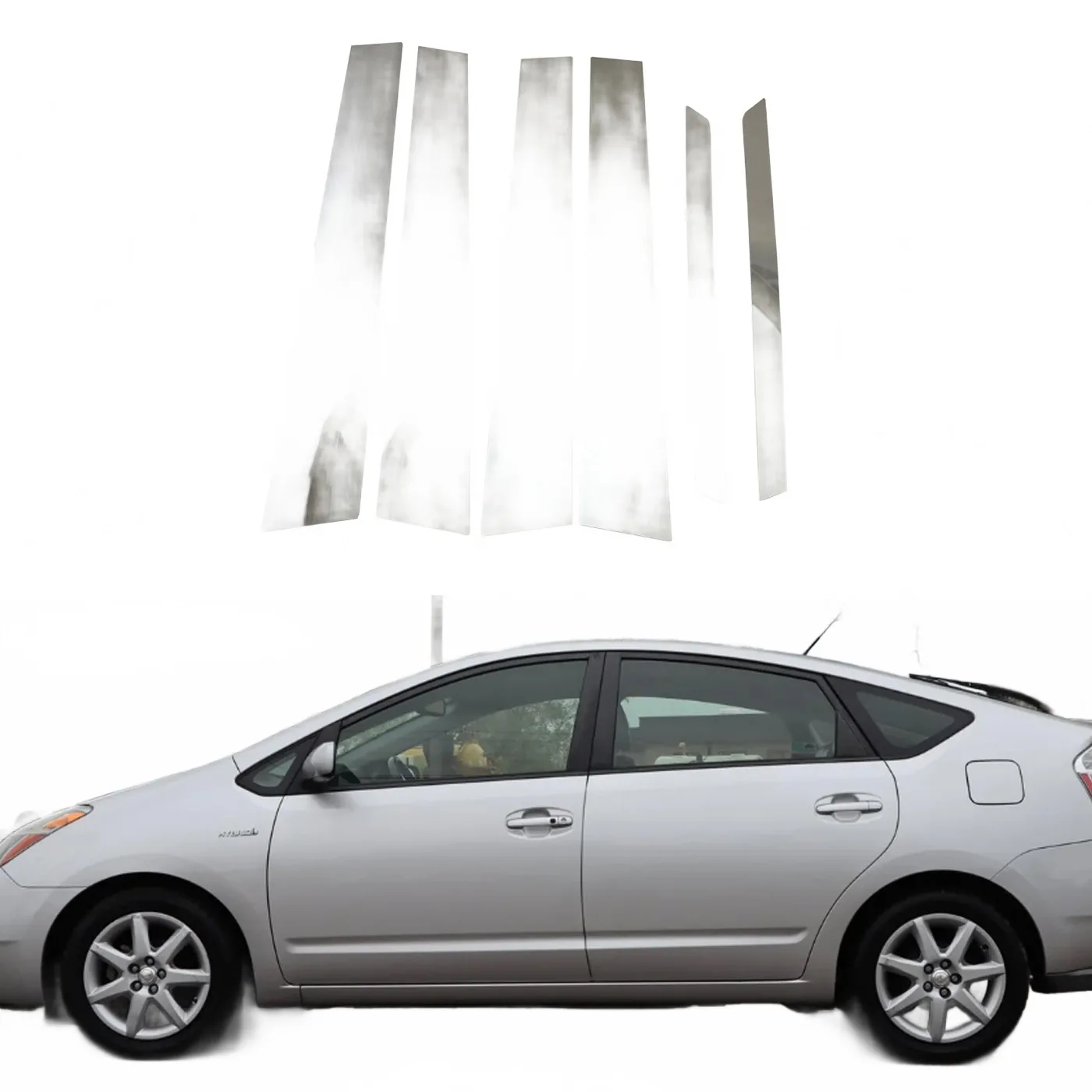 Stainless Steel B-Pillar Post Trim Covers for Toyota Prius 2004-2009 XW20 Exterior Door Window Decor