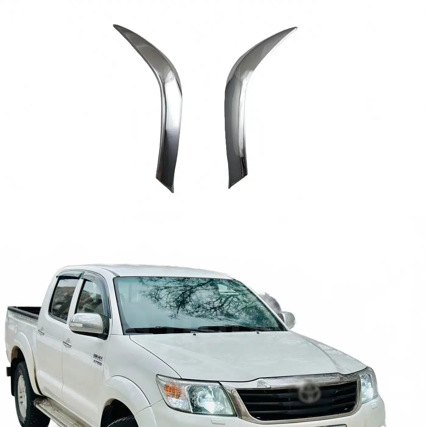 Chrome Headlight Eyelid Trim Covers for Toyota Hilux Vigo 2012-2014 Front Lamp Decorative Strips