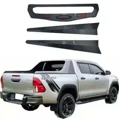 Carbon Fiber Style Rear Door Handles Bowl Cover and Tailgate Streamer Trim for Toyota Hilux Revo 2015-2024 Carbon Fiber Style Rear Door Handles Bowl Cover and Tailgate Streamer Trim for Toyota Hilux Revo 2015-2024