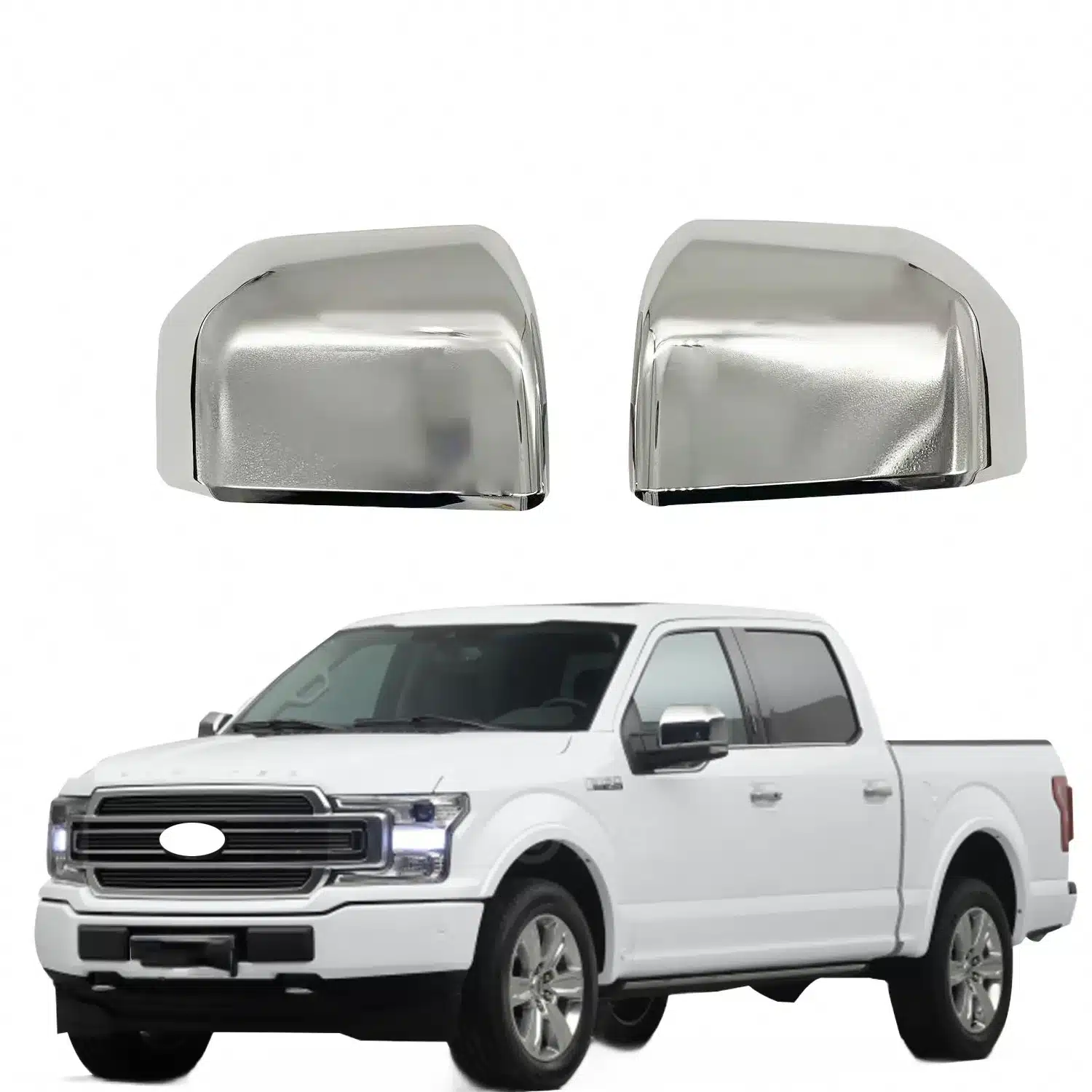 Side Mirror Covers Chrome Plated Trim Decorative Caps for Ford F150 Raptor 2017-2020