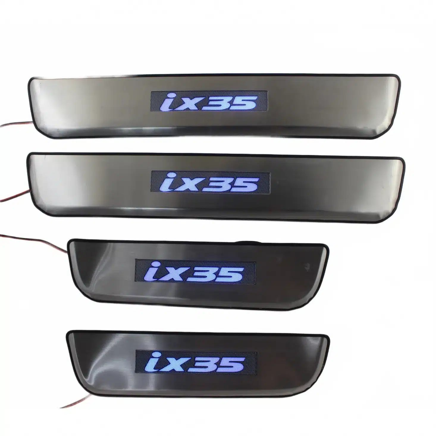 LED Door Sill Guard Protector Stainless Steel Scuff Plate with Blue Light Fit for Hyundai IX35