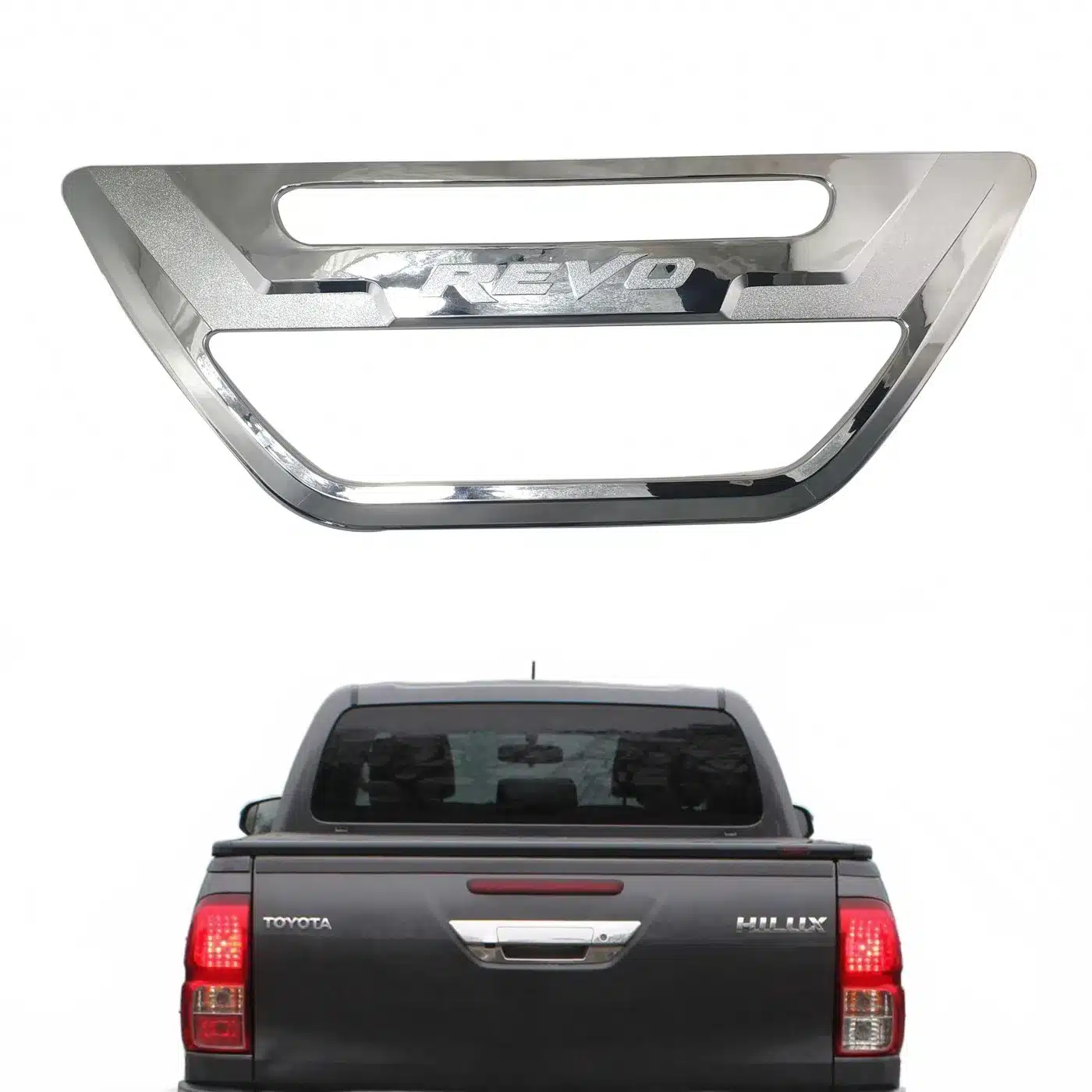 Rear Tailgate Door Handle Cover Trim for Toyota Hilux Revo 2016-Present, Chrome ABS Exterior Protector Accessories