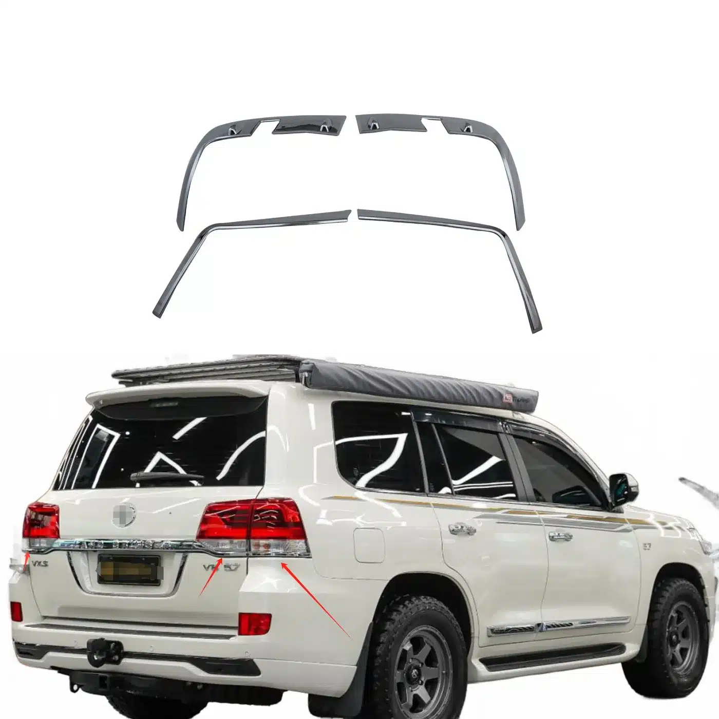Rear Tail Light Guard Trim Covers for Land Cruiser LC200 2016-2020 Carbon Fiber Style Outer Frame Accents