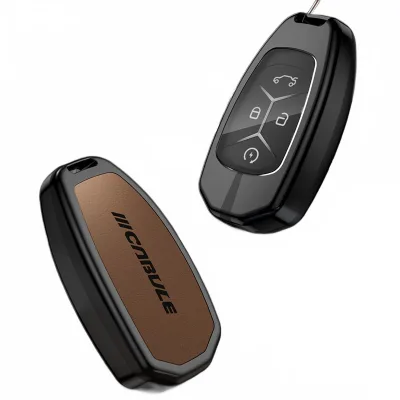 Remote Car Key Fob Cover Zinc Alloy and Leather Protector Case for Lynk & Co 01 02 03 Remote Car Key Fob Cover Zinc Alloy and Leather Protector Case for Lynk & Co 01 02 03