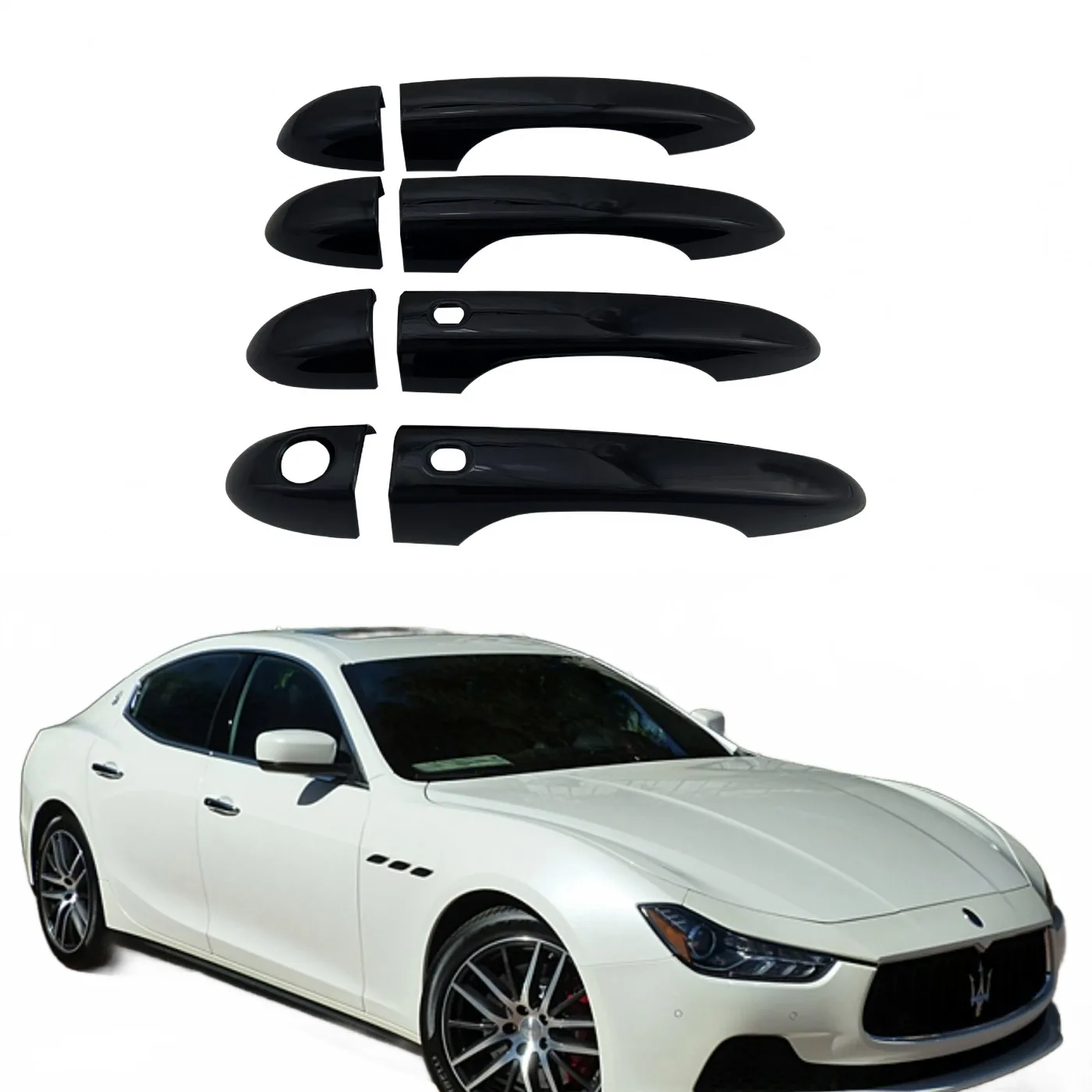 Gloss Black Exterior Door Handle Covers Compatible for Maserati Ghibli Quattroporte Levante