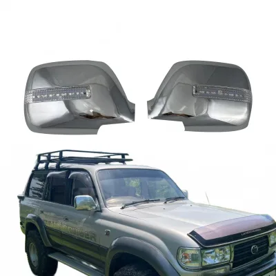 Chrome Plated ABS Side Rearview Mirror Covers with Integrated LED Signal Lights for Toyota Land Cruiser LC80 FJ80 Chrome Plated ABS Side Rearview Mirror Covers with Integrated LED Signal Lights for Toyota Land Cruiser LC80 FJ80