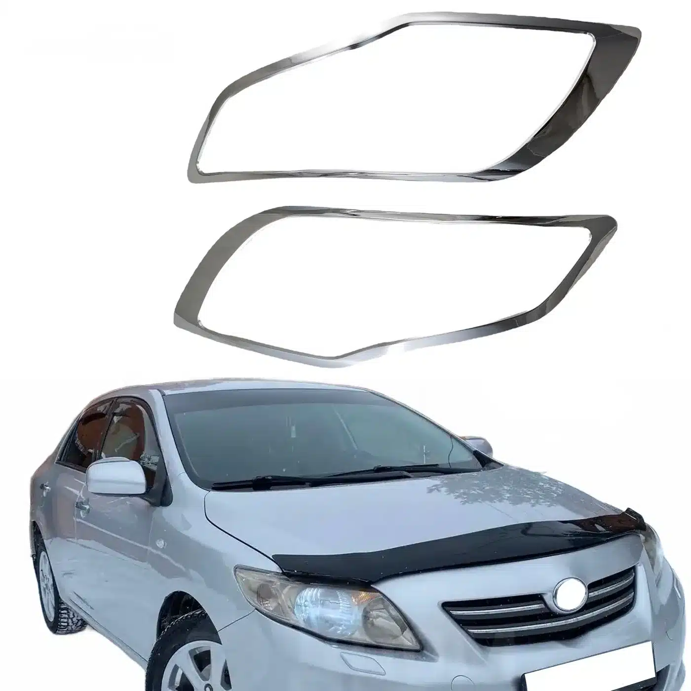 Front Headlight Cover Chrome Plated ABS Decorative Trim Frame for 2009-2012 Corolla Fielder