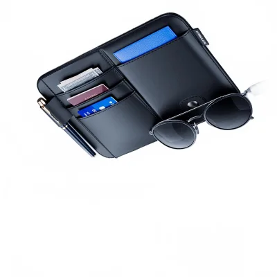 Multi-Functional Car Sun Visor Organizer, Leather Sunglasses Holder and Card Pouch, Universal Interior Storage Bag for IDs and Small Items Multi-Functional Car Sun Visor Organizer, Leather Sunglasses Holder and Card Pouch, Universal Interior Storage Bag for IDs and Small Items