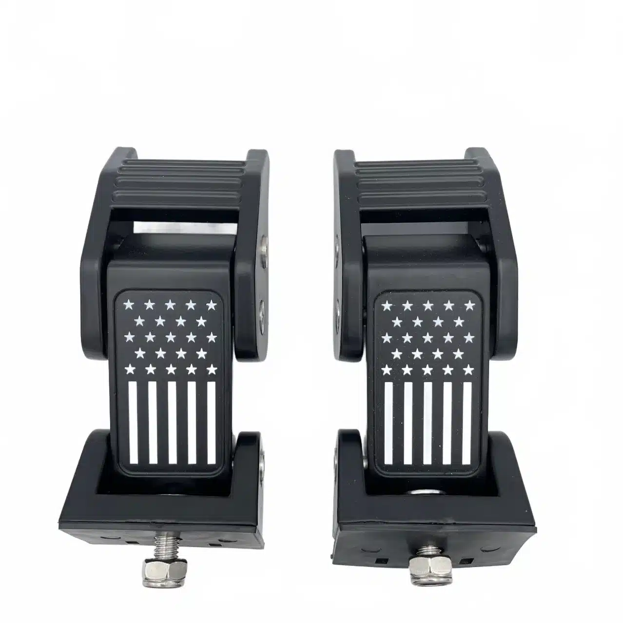 Heavy Duty Hood Catch Latch Kit American Flag Design for 2007-2024 Jeep Wrangler JK JL JT, Black Aluminum