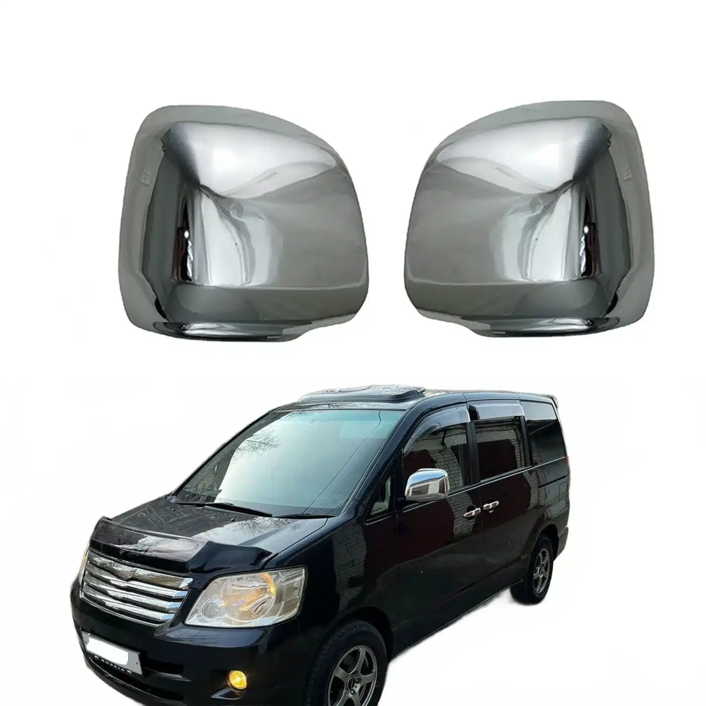 Side Mirror Cover Caps for Toyota Noah 2003-2005 Chrome Plated ABS Exterior Rearview Housing Protector