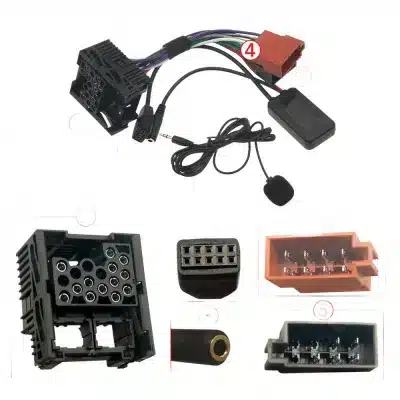 17 Pin Round Pin to ISO Lead Wiring Harness Adapter with Bluetooth AUX and Microphone for BMW and Land Rover 1986-2003 17 Pin Round Pin to ISO Lead Wiring Harness Adapter with Bluetooth AUX and Microphone for BMW and Land Rover 1986-2003