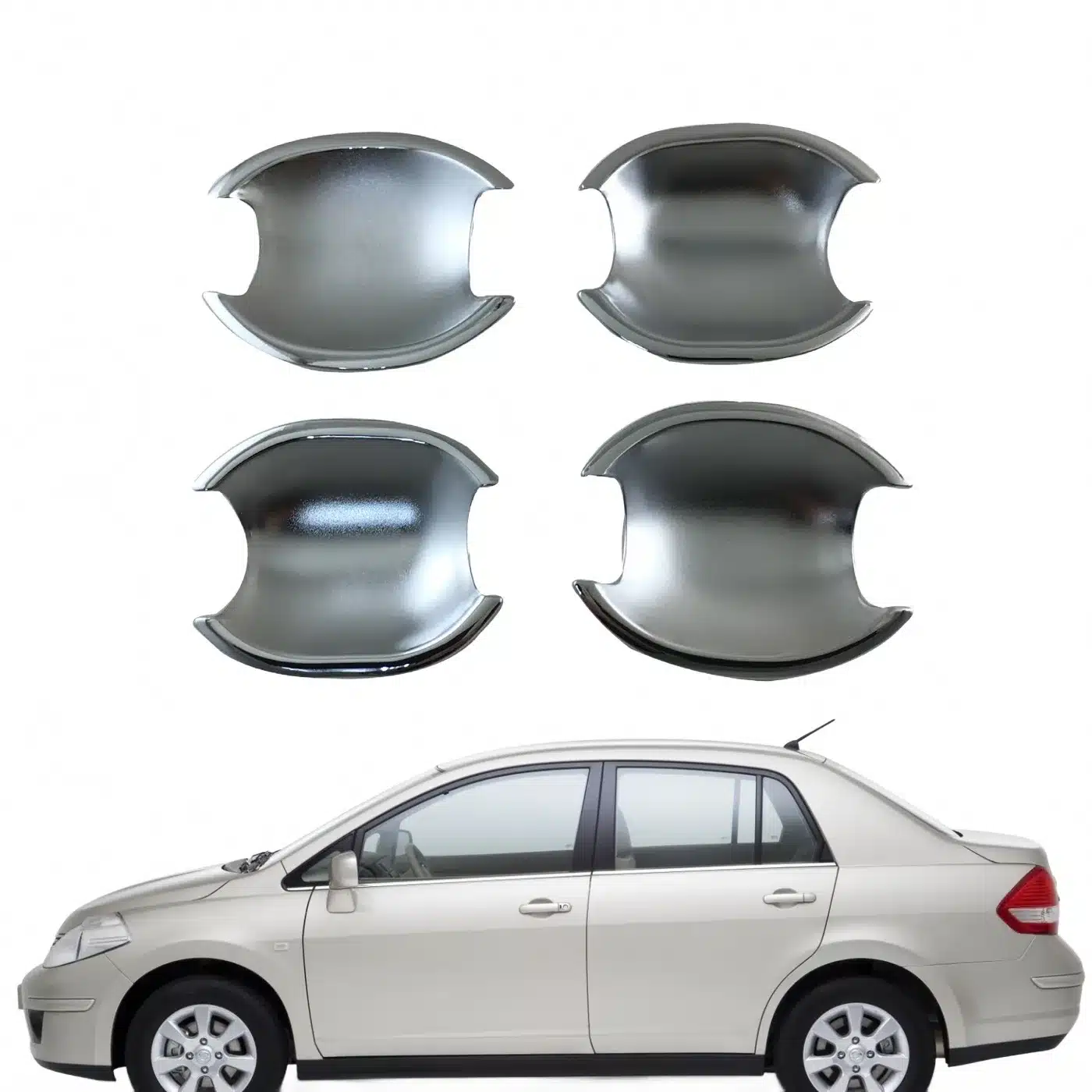 Chrome Plated Door Handle Bowl Cover Trim for Nissan Tiida Sunny 2011-2019 Exterior Accessories