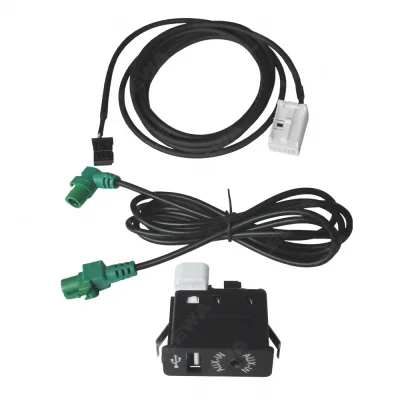 USB AUX Interface Socket Connector Switch and Wiring Harness Cable Kit for BMW 3 Series X5 X6 E/Z Series USB AUX Interface Socket Connector Switch and Wiring Harness Cable Kit for BMW 3 Series X5 X6 E/Z Series