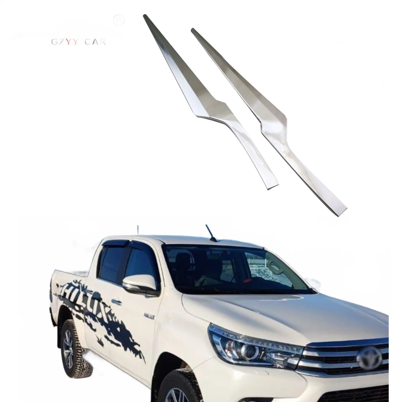 Rear Tailgate Accent Trim for 2016 Hilux Revo, Chrome ABS Decorative Cover Exterior Accessories