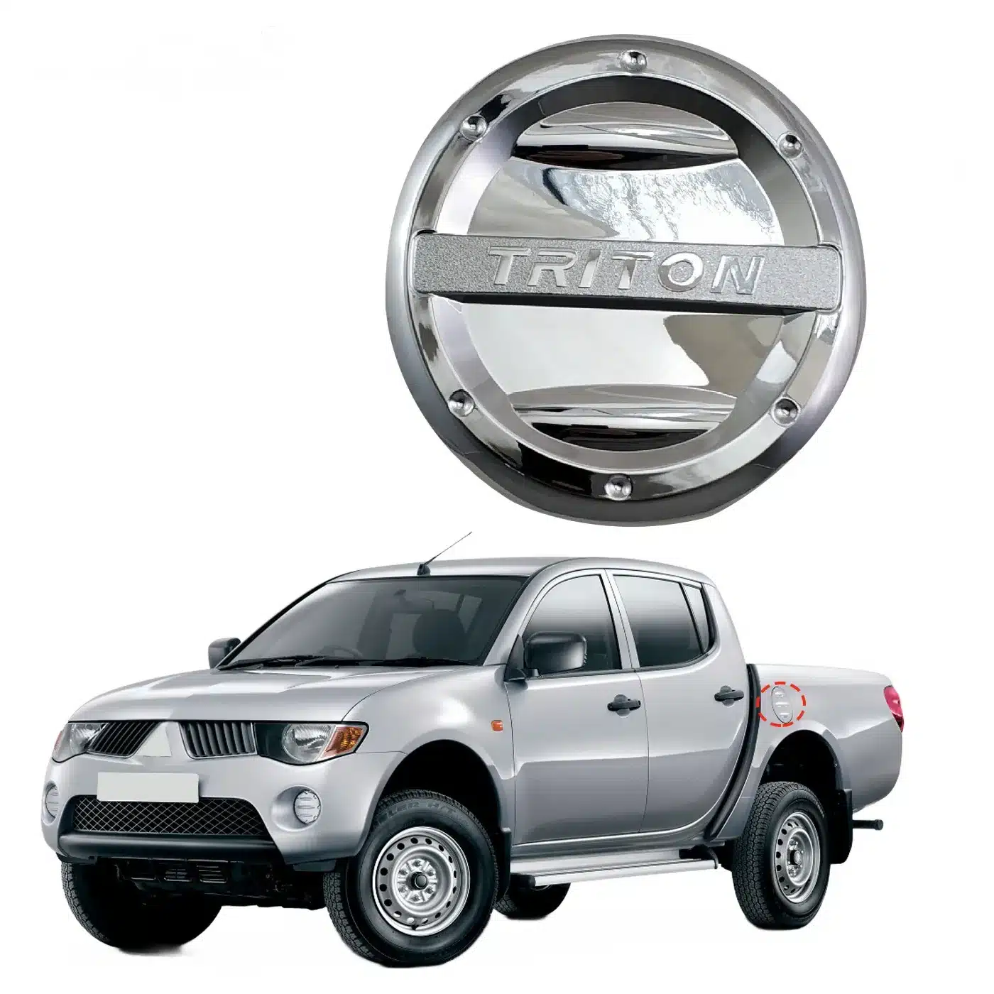 Chrome ABS Fuel Tank Cap Cover Trim for Mitsubishi Triton L200 2008-2016 Exterior Decorative Sticker
