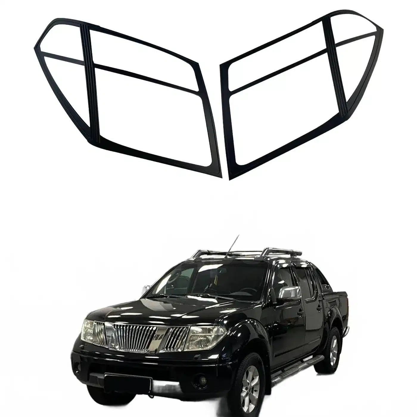 Matte Black Front Headlight Cover Trim Bezels Compatible with Navara D40 2007-2013