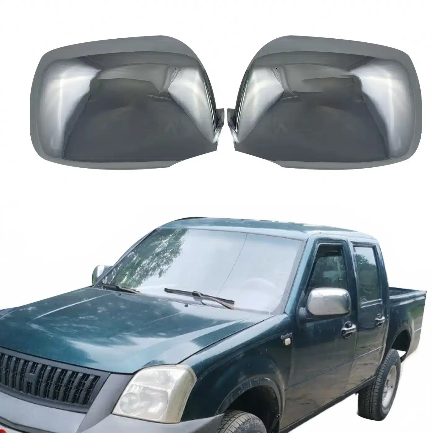 Chrome Exterior Rearview Mirror Cover Caps for Isuzu D-MAX 2003-2011 Left and Right Sides