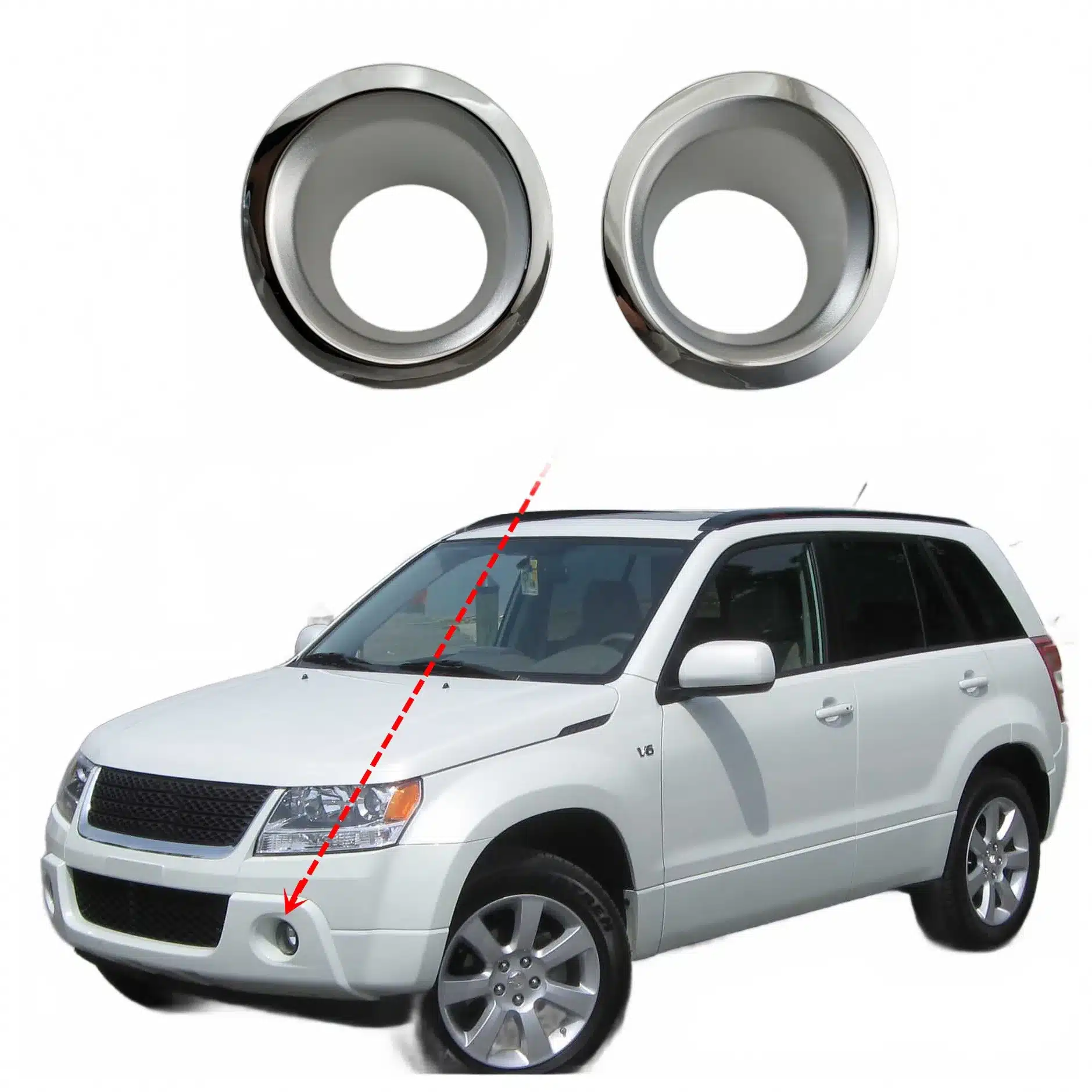 Chrome Plated ABS Front Fog Light Cover Bezels Trim for Suzuki Vitara 2008-2013