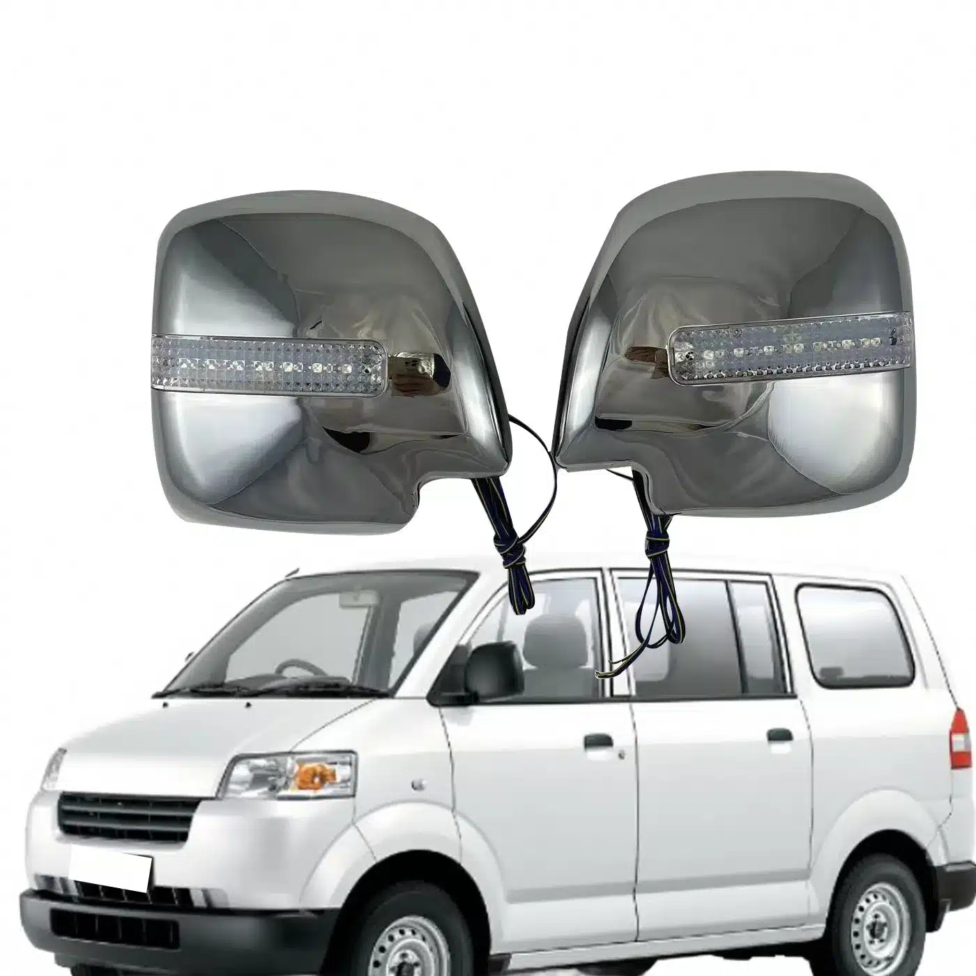 Chrome Plated ABS Side Rearview Mirror Cover with Integrated LED Turn Signal Lights for Suzuki APV 2005