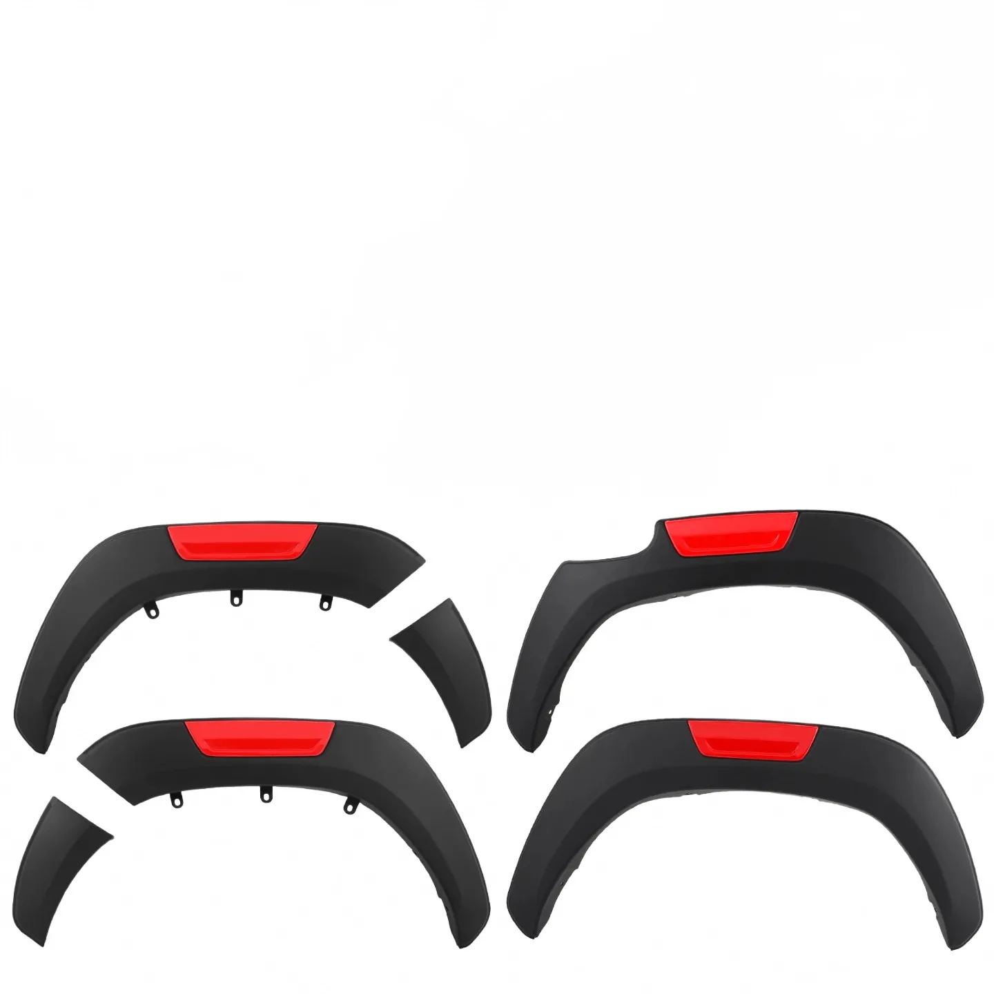 Matte Black Fender Flares with Reflector Set for Toyota Hilux REVO 2015-2021 Pickup Off-Road Wheel Arch Extension