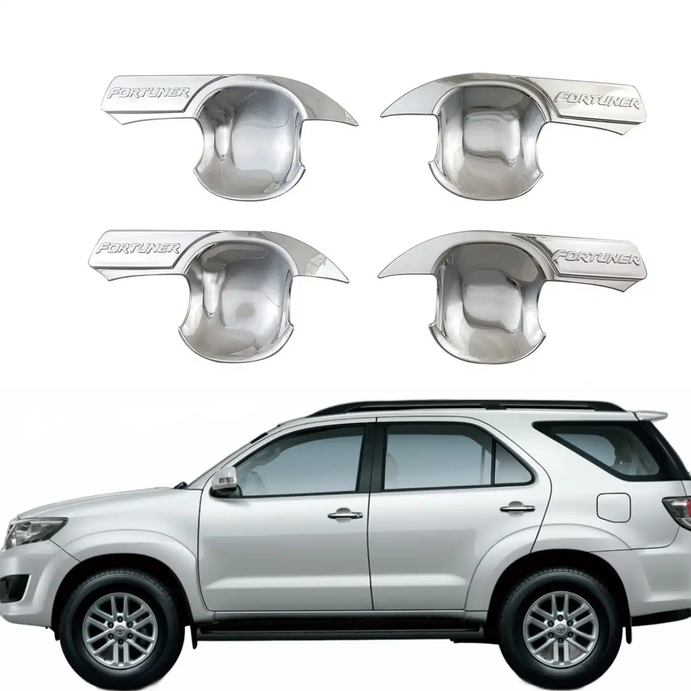 Chrome Exterior Door Handle Bowl Protector Decoration Cover for Toyota Fortuner 2005-2011