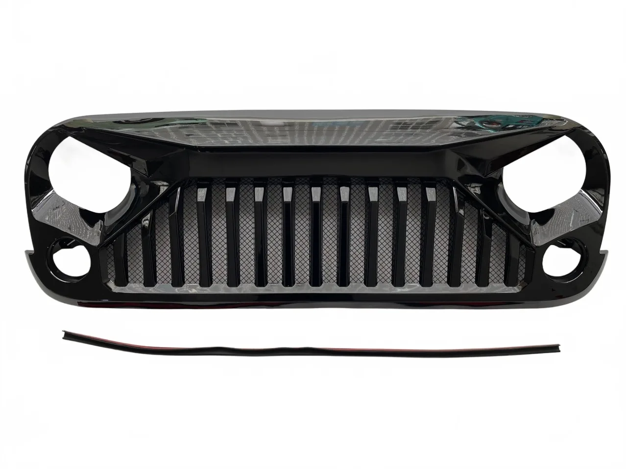 Front Angry Eye Grille with Mesh Screen Gloss Black for 2007-2017 Jeep Wrangler JK Off-Road