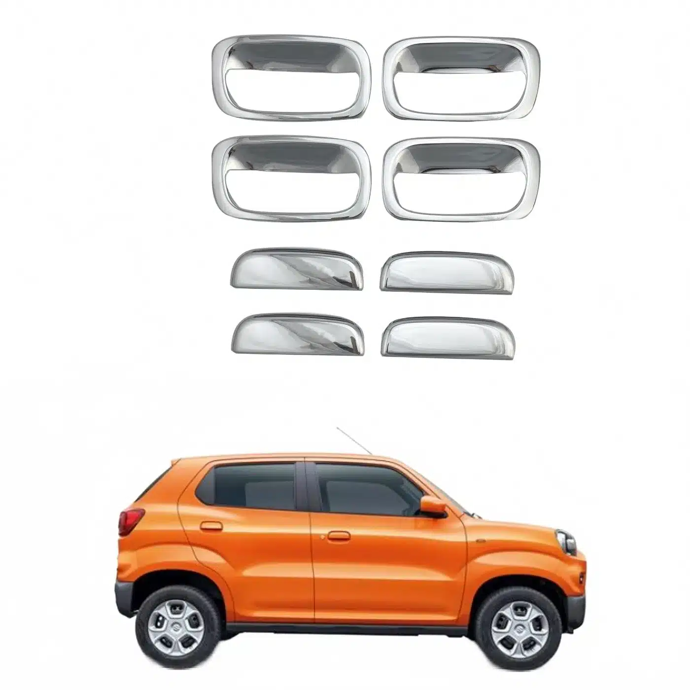 Chrome Exterior Door Handle Bowl Insert Covers for 2020 Suzuki S-Presso