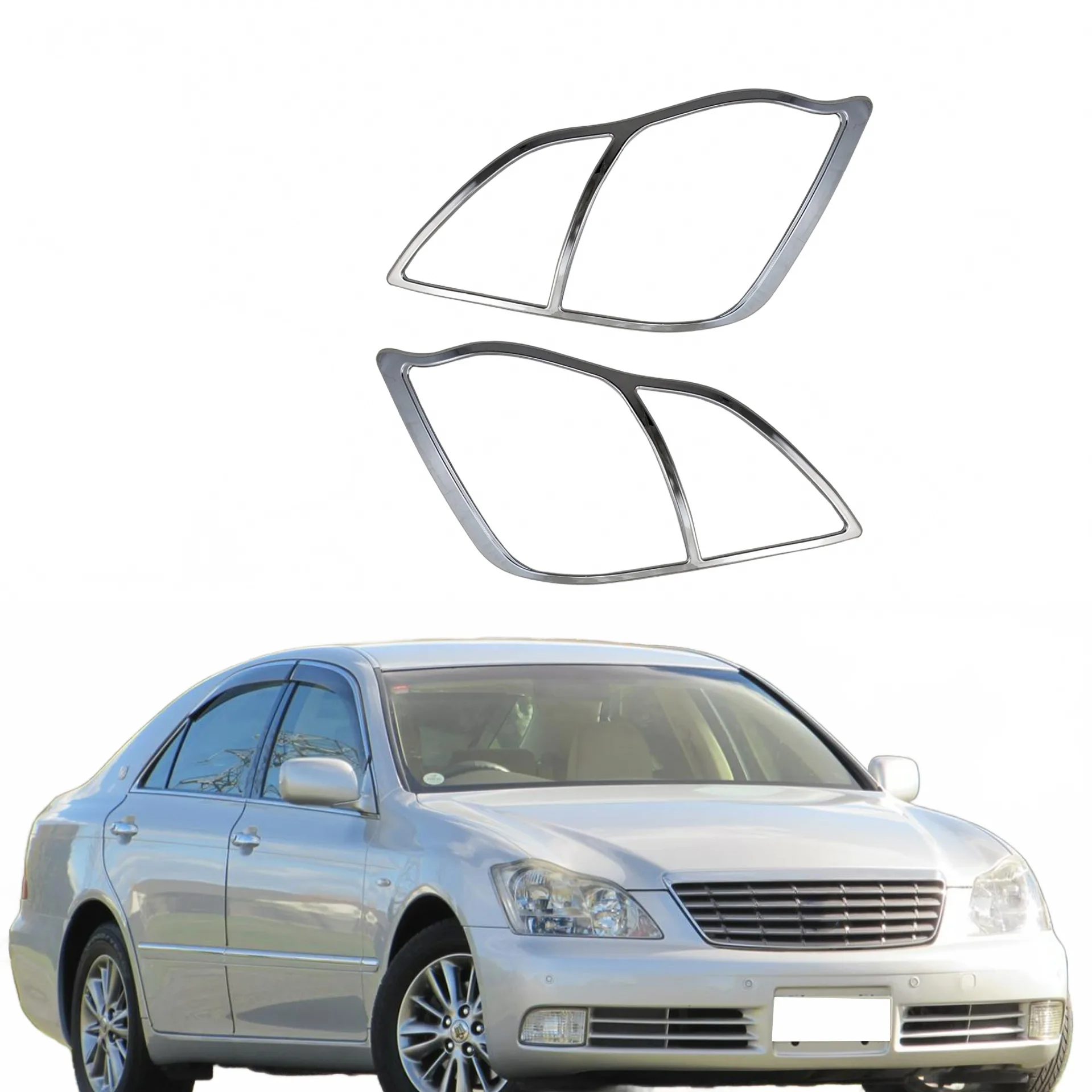 Front Headlight Cover Chrome Trim Bezel Frame for Toyota Crown 12th Generation (2003-2007)