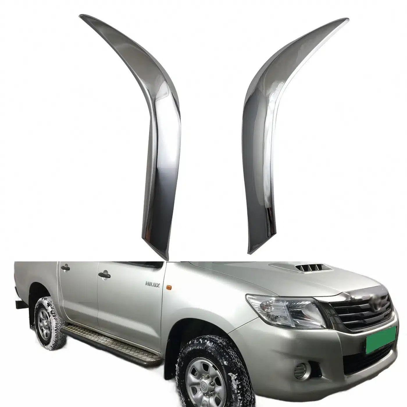 Chrome Headlight Eyelid Trim Covers for Toyota Hilux Vigo 2012-2014 Front Lamp Decorative Garnish