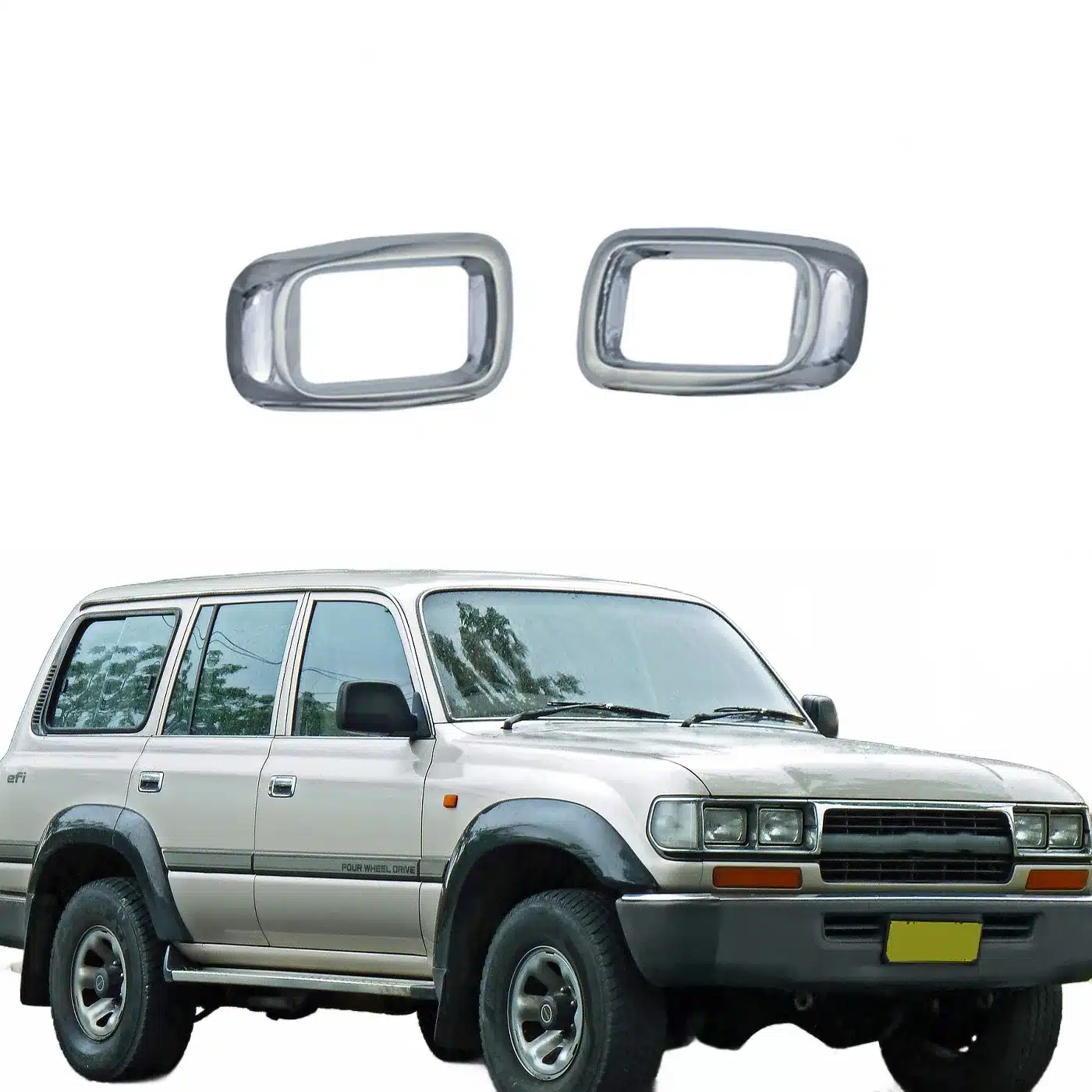 Corner Light Bezels and Covers Chrome Plated Trim Set for Toyota Prado 3400 Land Cruiser FJ80 FJ90