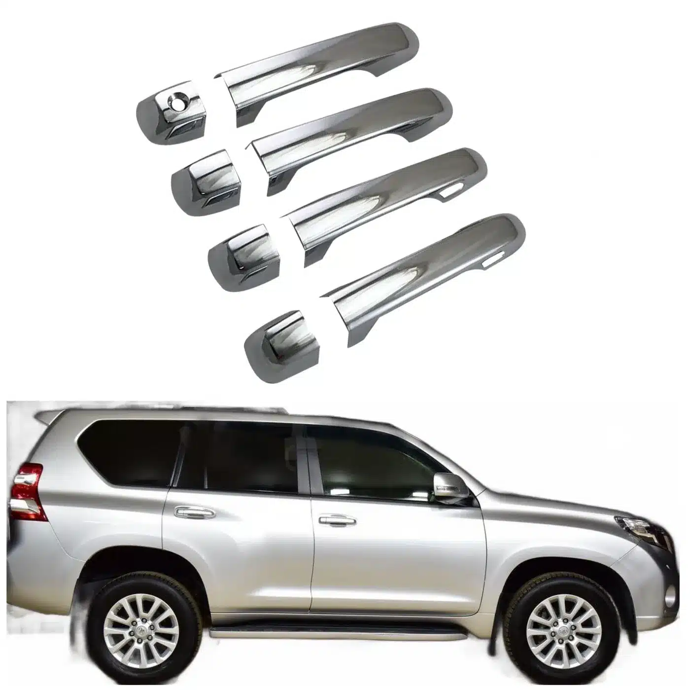 Chrome Exterior Door Handle Covers Trim for Toyota Land Cruiser Prado FJ150 2010-2020
